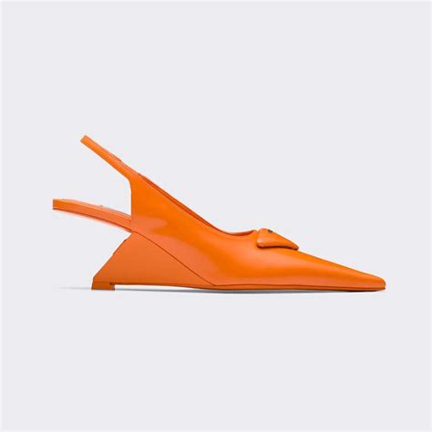 orange prada heels|prada flat heel shoes.